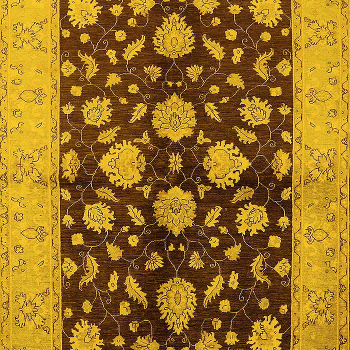 Machine Washable Oriental Yellow Traditional Rug, wshurb2855yw