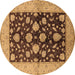 Round Machine Washable Oriental Brown Traditional Rug, wshurb2855brn