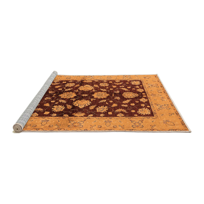 Sideview of Machine Washable Oriental Orange Traditional Area Rugs, wshurb2855org
