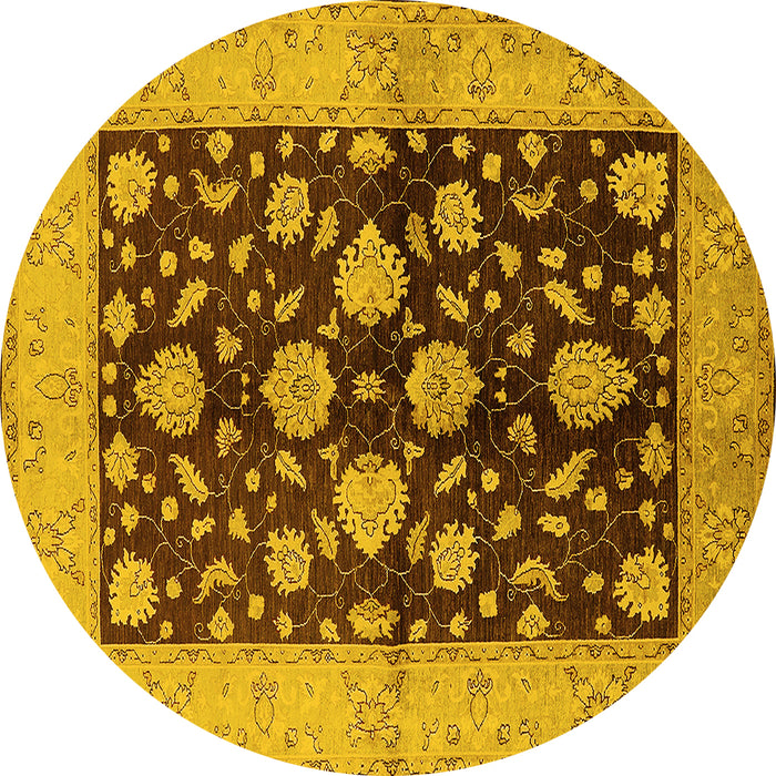 Round Oriental Yellow Traditional Rug, urb2855yw