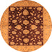 Round Machine Washable Oriental Orange Traditional Area Rugs, wshurb2855org