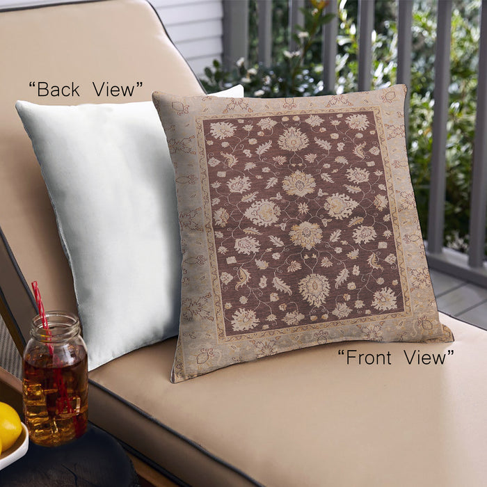 Front View of Mid-Century Modern Urban Square Red Brown Throw Pillow, 18 inch by 18 inch, pwurb2855