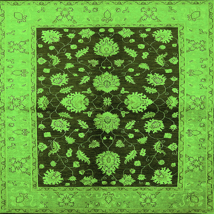 Square Oriental Green Traditional Rug, urb2855grn