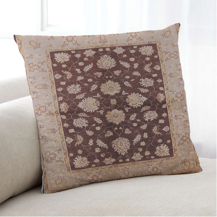 Lifestyle Image of Mid-Century Modern Urban Square Red Brown Throw Pillow, 18 inch by 18 inch, pwurb2855