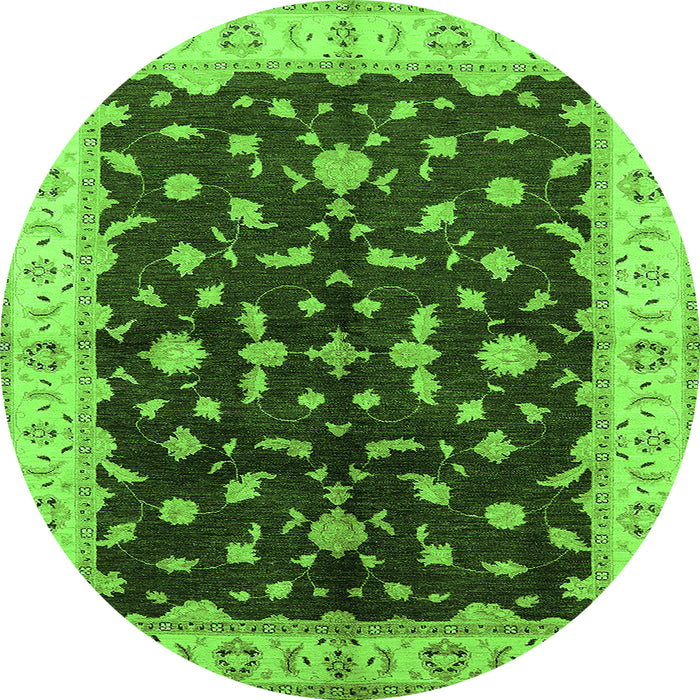 Round Oriental Green Traditional Rug, urb2856grn