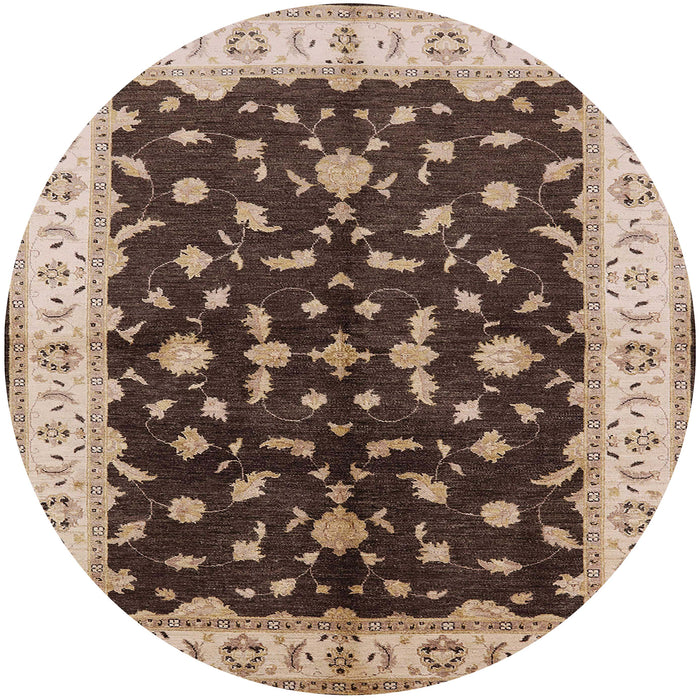 Round Machine Washable Industrial Modern Bakers Brown Rug, wshurb2856