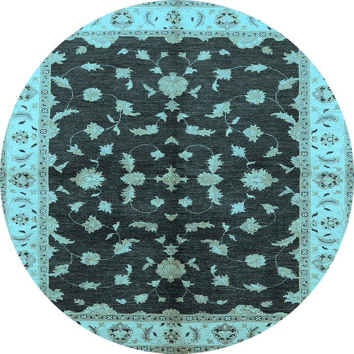 Round Oriental Light Blue Traditional Rug, urb2856lblu