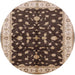 Round Mid-Century Modern Bakers Brown Oriental Rug, urb2856