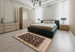 Mid-Century Modern Bakers Brown Oriental Rug in a Bedroom, urb2856