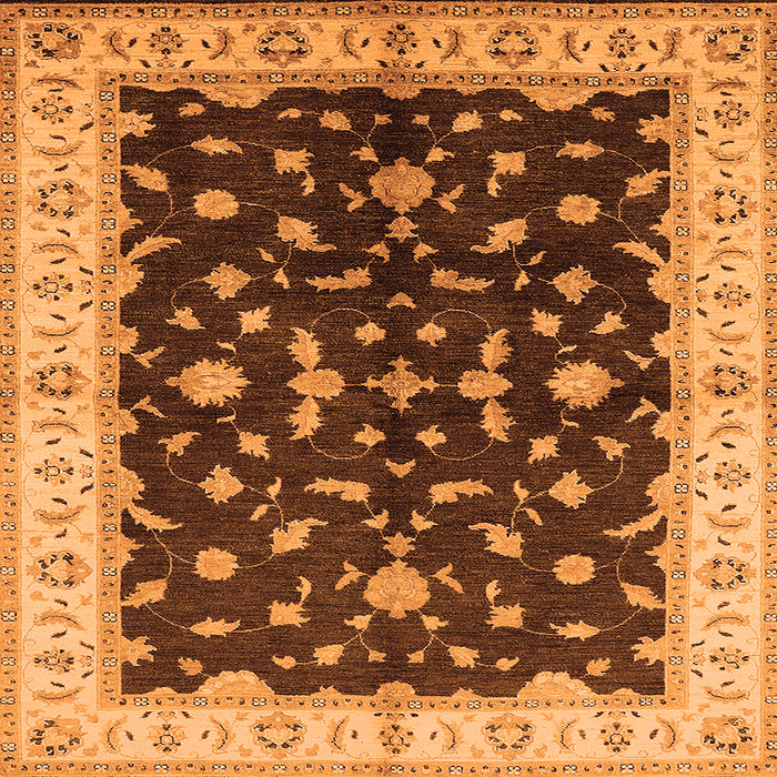 Square Machine Washable Oriental Orange Traditional Area Rugs, wshurb2856org