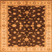 Square Machine Washable Oriental Orange Traditional Area Rugs, wshurb2856org