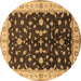 Round Machine Washable Oriental Brown Traditional Rug, wshurb2856brn