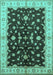 Machine Washable Oriental Turquoise Traditional Area Rugs, wshurb2856turq