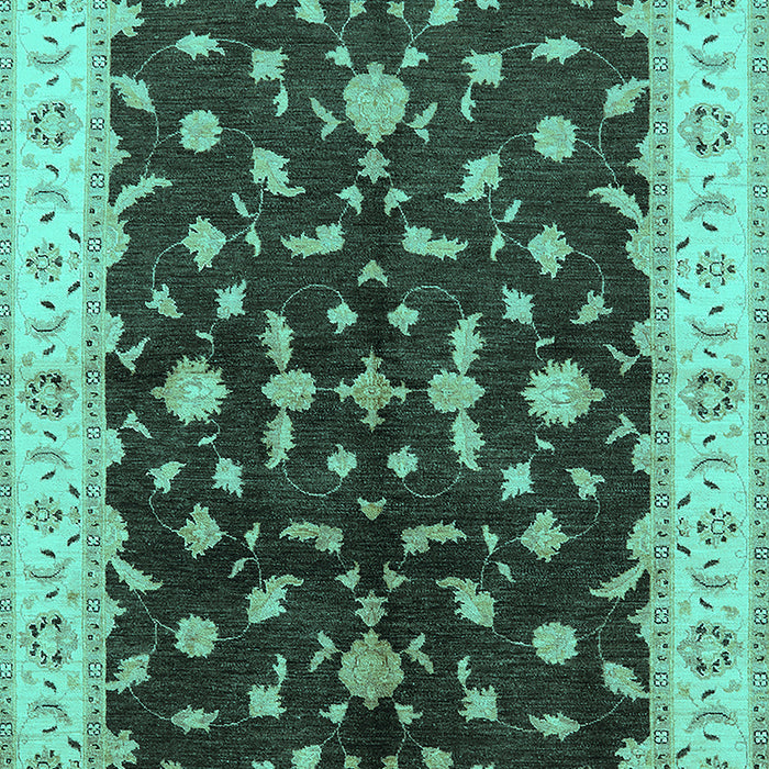 Machine Washable Oriental Turquoise Traditional Area Rugs, wshurb2856turq