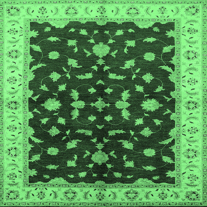 Square Oriental Emerald Green Traditional Rug, urb2856emgrn