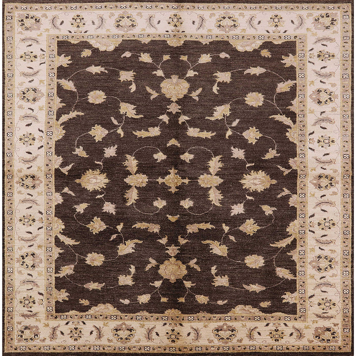 Square Mid-Century Modern Bakers Brown Oriental Rug, urb2856