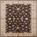 Square Mid-Century Modern Bakers Brown Oriental Rug, urb2856