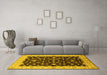 Machine Washable Oriental Yellow Traditional Rug in a Living Room, wshurb2856yw