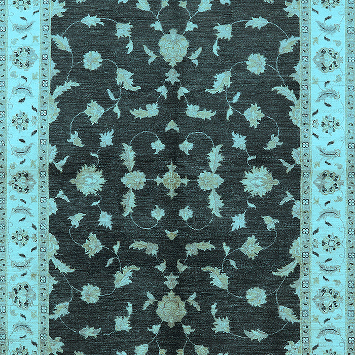 Machine Washable Oriental Light Blue Traditional Rug, wshurb2856lblu