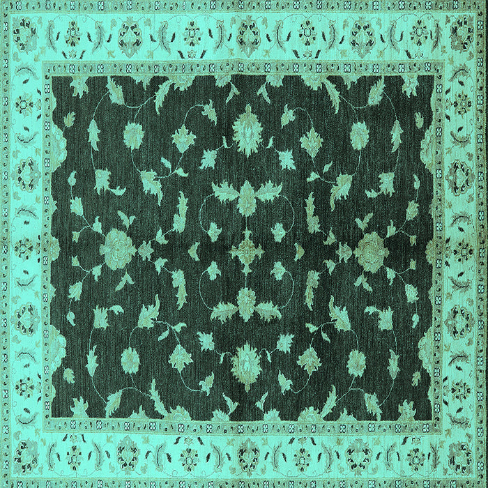 Square Oriental Turquoise Traditional Rug, urb2856turq