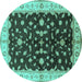 Round Oriental Turquoise Traditional Rug, urb2856turq