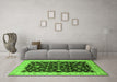 Machine Washable Oriental Green Traditional Area Rugs in a Living Room,, wshurb2856grn