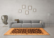 Machine Washable Oriental Orange Traditional Area Rugs in a Living Room, wshurb2856org