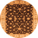 Round Machine Washable Oriental Orange Traditional Area Rugs, wshurb2856org