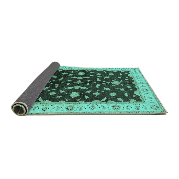 Sideview of Oriental Turquoise Traditional Rug, urb2856turq