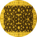 Round Machine Washable Oriental Yellow Traditional Rug, wshurb2856yw