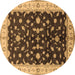 Round Oriental Brown Traditional Rug, urb2856brn