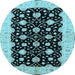 Round Oriental Light Blue Traditional Rug, urb2857lblu