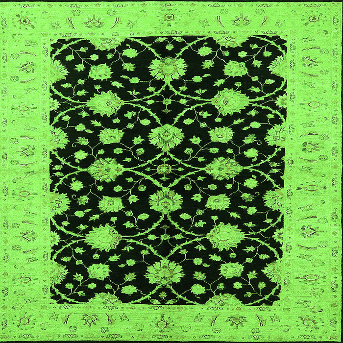 Square Machine Washable Oriental Green Traditional Area Rugs, wshurb2857grn