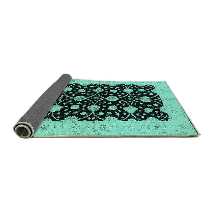 Sideview of Oriental Turquoise Traditional Rug, urb2857turq