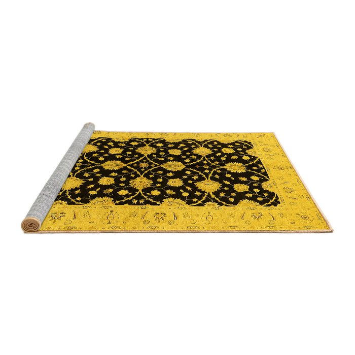 Sideview of Machine Washable Oriental Yellow Traditional Rug, wshurb2857yw