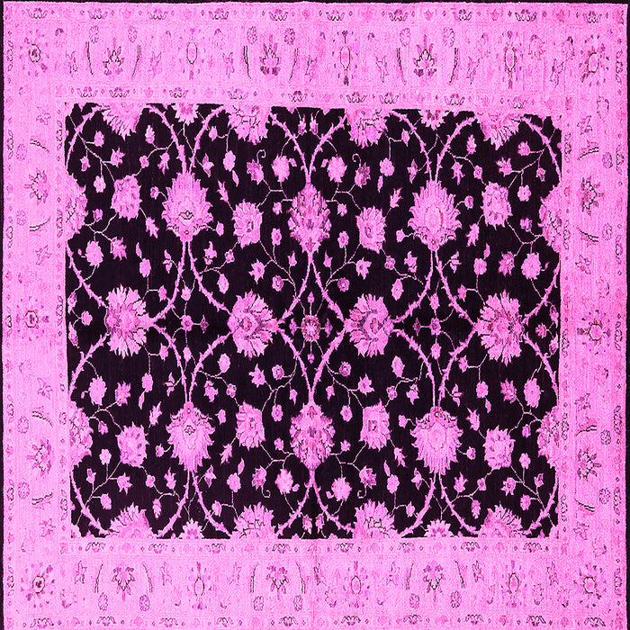 Square Machine Washable Oriental Pink Traditional Rug, wshurb2857pnk