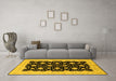 Machine Washable Oriental Yellow Traditional Rug in a Living Room, wshurb2857yw