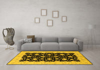 Machine Washable Oriental Yellow Traditional Rug, wshurb2857yw