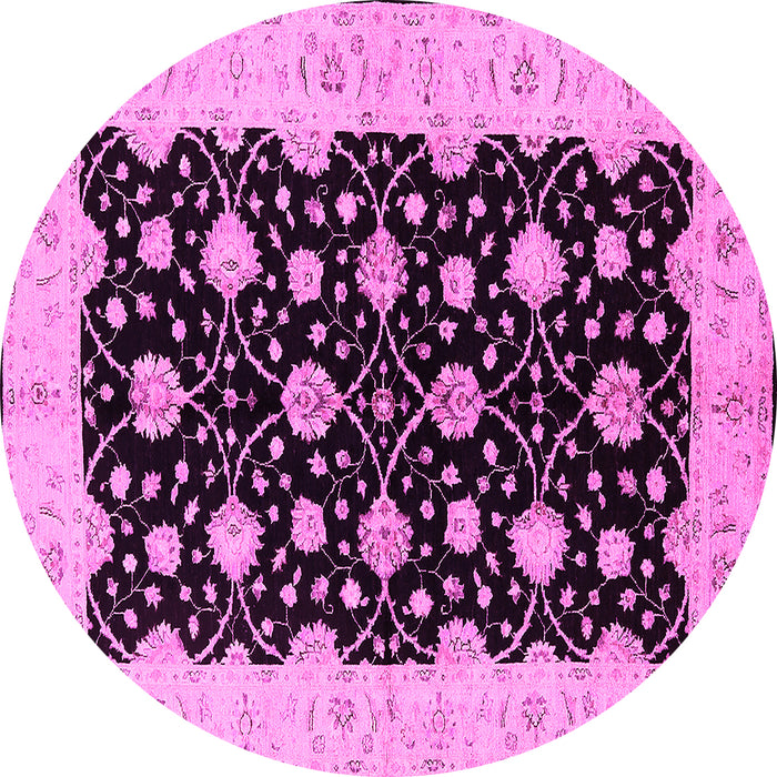 Round Oriental Pink Traditional Rug, urb2857pnk