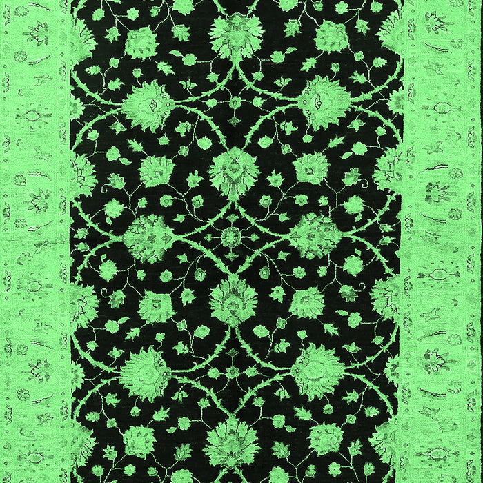 Machine Washable Oriental Emerald Green Traditional Area Rugs, wshurb2857emgrn