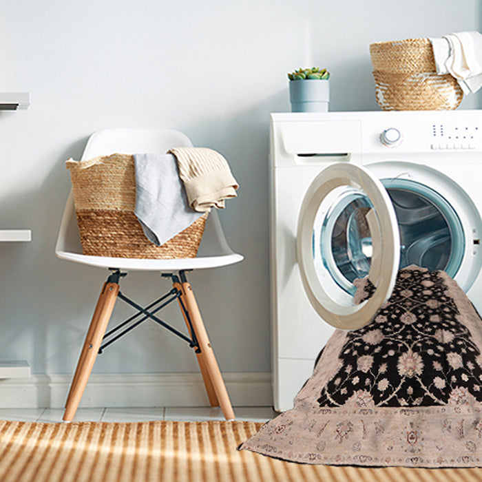 Machine Washable Industrial Modern Burgundy Brown Rug in a Washing Machine, wshurb2857