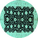 Round Oriental Turquoise Traditional Rug, urb2857turq