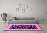 Machine Washable Oriental Pink Traditional Rug, wshurb2857pnk