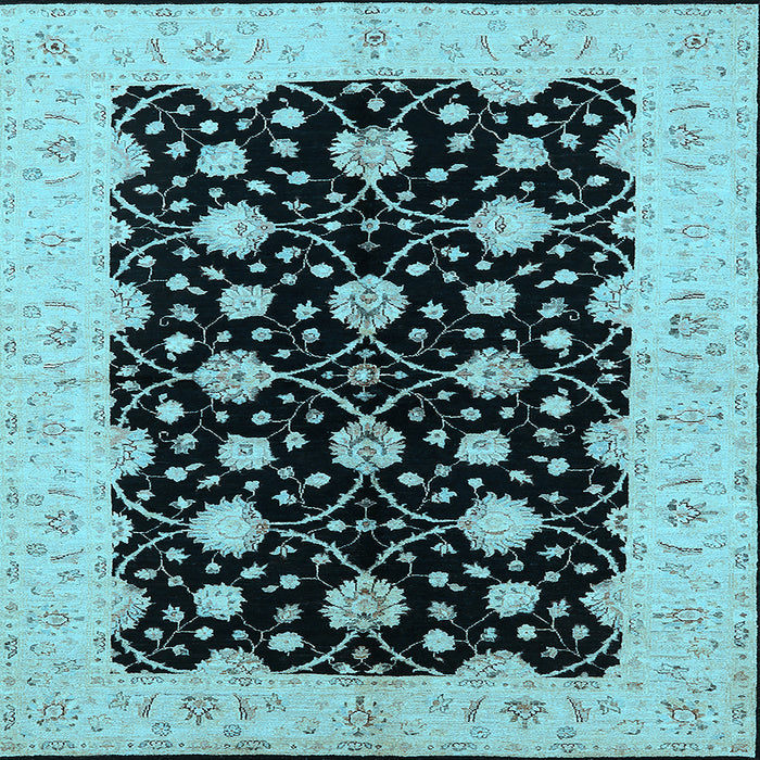 Square Machine Washable Oriental Light Blue Traditional Rug, wshurb2857lblu