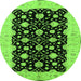 Round Oriental Green Traditional Rug, urb2857grn