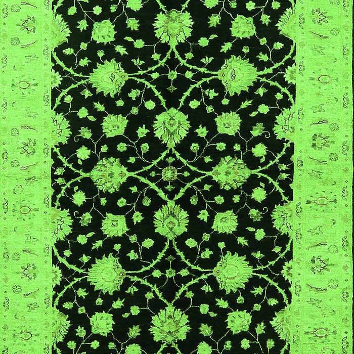 Machine Washable Oriental Green Traditional Area Rugs, wshurb2857grn
