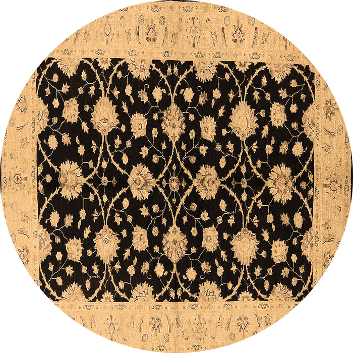Round Oriental Brown Traditional Rug, urb2857brn
