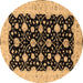 Round Oriental Brown Traditional Rug, urb2857brn