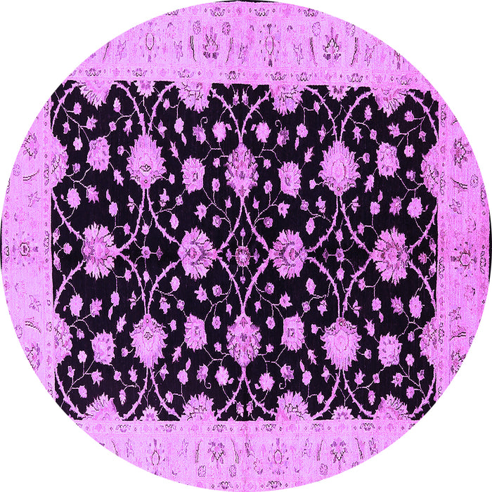 Round Oriental Purple Traditional Rug, urb2857pur
