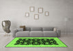 Machine Washable Oriental Green Traditional Area Rugs in a Living Room,, wshurb2857grn